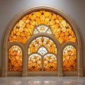 Vibrant Moroccan-inspired Arabesque background in warm oranges and yellows