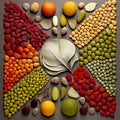 Vibrant Mosaic-Like Composition of Diverse Seed Pods