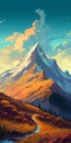 Vibrant Mountain Illustration In Concept Art Style