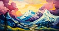 Vibrant Mountain Range Abstract Artwork