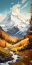 Vibrant Mountain Scene With Autumn Colors In Whistlerian Style