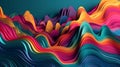 A vibrant mountain with wavy patterns. Generative ai