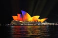 Vibrant moving colour on Sydney Opera House during Vivid Sydney Royalty Free Stock Photo