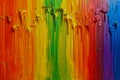 Vibrant Multi Colored Paint Dripping Down a Wall Creating a Rainbow of Melting Colors Royalty Free Stock Photo