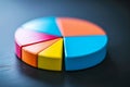 A vibrant, multi-colored pie chart is placed on a table, A pie chart representing percentage of different investment options, AI Royalty Free Stock Photo
