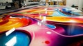 Vibrant Multi-Hued Printed Sheet with Abstract Liquid Patterns