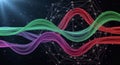 Abstract digital waves flowing through futuristic network grid in space Royalty Free Stock Photo