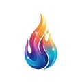 Vibrant multicolored flame icon symbolizing energy passion and creativity abstract digital art Royalty Free Stock Photo