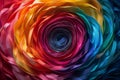 Vibrant multicolored paper strips in an array of varied colors forming intricate circular patterns, creating a visually stunn