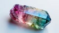 Vibrant MultiColored Polished Tourmaline Gemstone on White Background