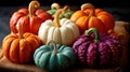 Vibrant Multicolored Pumpkins in Autumn Harvest Display Royalty Free Stock Photo