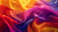 Vibrant multicolored satin fabric waves
