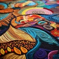 Vibrant Multicolored Tapestry: Nature-inspired Embroidered Designs