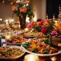 Vibrant and Multicultural Wedding Banquet with Traditional Dishes Royalty Free Stock Photo