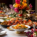 Vibrant and Multicultural Wedding Banquet with Traditional Dishes Royalty Free Stock Photo