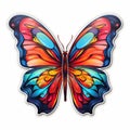 Vibrant Multidimensional Butterfly Sticker For Colorful Woodcarvings Royalty Free Stock Photo