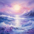 Lavender Symbolism Seascape Abstract: Mythological Imagery In Detailed Oil Painting Royalty Free Stock Photo