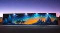 Vibrant mural picturing the three wise men on their journey following the stars Royalty Free Stock Photo