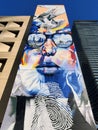 Vibrant mural of a woman wearing sunglasses adorns the side of a building in Toronto, Frankfurt