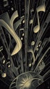 Vibrant Musical Notes Erupt from Dynamic Source