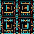 Vibrant Native American Inspired Geometric Pattern Textile Design Royalty Free Stock Photo