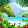 Vibrant Nature Illustration, Organic and Breathtaking Style, Inspiring and Serene Mood,