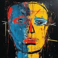 Vibrant Neo-expressionism: A Minimalist Human Head Painting