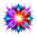 Vibrant Neon Abstract Flower Design With Symmetrical Pattern Royalty Free Stock Photo