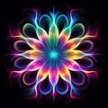 Vibrant Neon Art Flower With Mystic Symbolism On Black Background Royalty Free Stock Photo