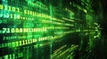 Vibrant neon binary code grid set against swirling abstract shapes for a captivating digital display Royalty Free Stock Photo