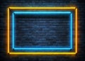 Vibrant Neon Border Frames Customizable Blue Yellow and Black Rectangle and Square Designs for Digital Screens Royalty Free Stock Photo