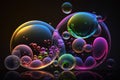 Vibrant Neon Bubbles Abstract Background Illustration, generative ai
