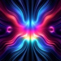 Vibrant Neon Butterfly: Fluid Lines, Chromatic Waves, Symmetrical Harmony