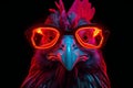 Vibrant Neon chicken bird portrait. Generate Ai Royalty Free Stock Photo