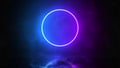Neon circle portal, bright cosmic background, seamless loop video