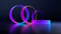 Neon circles glow abstract background stage backdrop presentation design geometric shapes vibrant color rings Royalty Free Stock Photo
