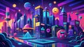 Vibrant Neon Cityscape with Futuristic Cyberpunk Aesthetics. World Emoji Day