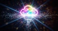 Vibrant neon cloud computing digital data network technology abstract background Royalty Free Stock Photo