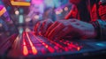 Vibrant Neon Coder at Work, Artificial intelligence-themed background