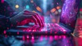 Vibrant Neon Coder at Work, Artificial intelligence-themed background