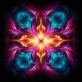 Vibrant Neon Color Fractal Floral Design - Psychedelic Realism Royalty Free Stock Photo