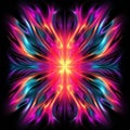 Vibrant Neon Colors: A Symmetrical Wave Of Abstract Glowing Florescence