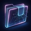 Vibrant Neon Digital Folder Icon, Illustrating Data Flow, Cloud Storage, and Secure Information Management in a Futuristic Network Royalty Free Stock Photo