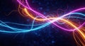 Vibrant neon energy trails intertwining in a dynamic abstract light display Royalty Free Stock Photo