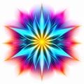 Vibrant Neon Flower: Abstract Symmetrical Design With Color Gradient Royalty Free Stock Photo