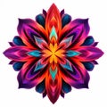 Vibrant Neon Flower Design: Fluid Geometry With Striking Symmetry Royalty Free Stock Photo