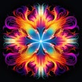 Vibrant Neon Flower Design With Symmetrical Patterns Royalty Free Stock Photo