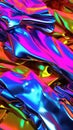 Vibrant Neon Foil Textures with Iridescent Reflections GenerativeAI