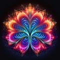 Vibrant Neon Fractal Abstract Flower: Psychedelic Realism Art Royalty Free Stock Photo