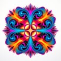 Vibrant Neon Geometrical Flower Pattern - Abstract Design Vector Illustration